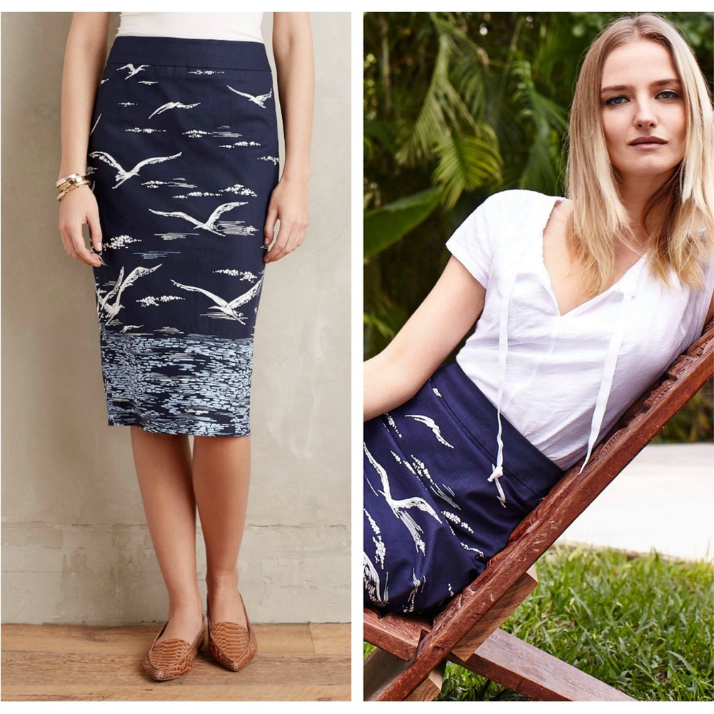 Navy Blue Printed Women's Skirt
